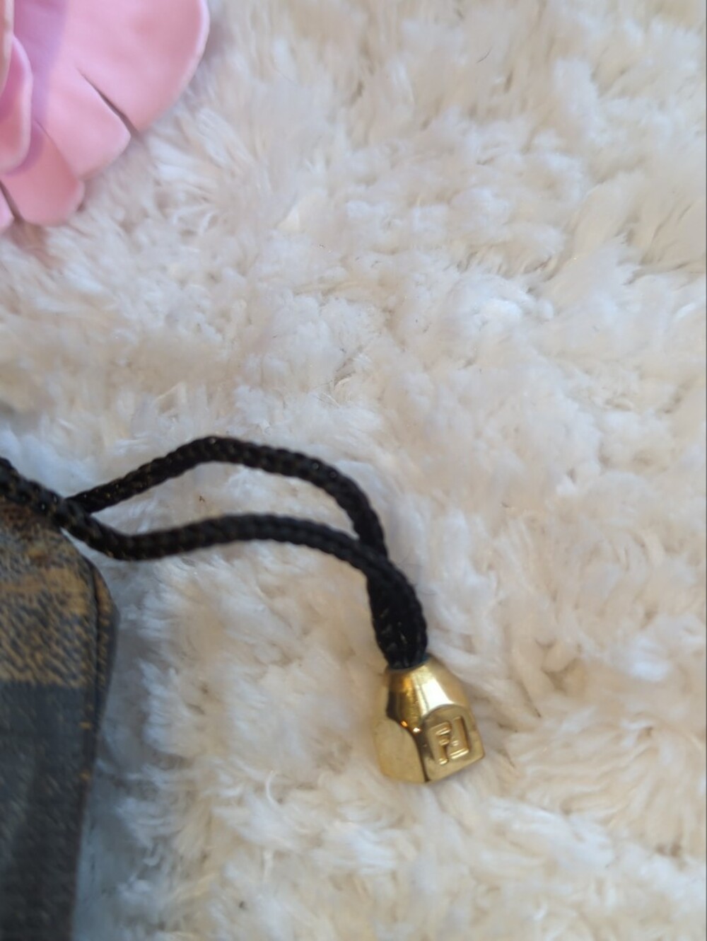 Fendi Vintage Brown and Black Checkered Drawstring Pouch For Phone Sunglasses - Picture 3 of 6